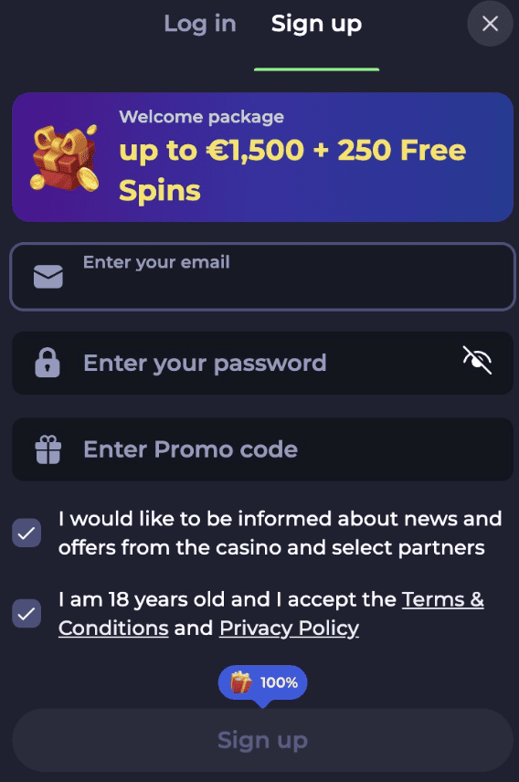 Registration at Jokabet casino